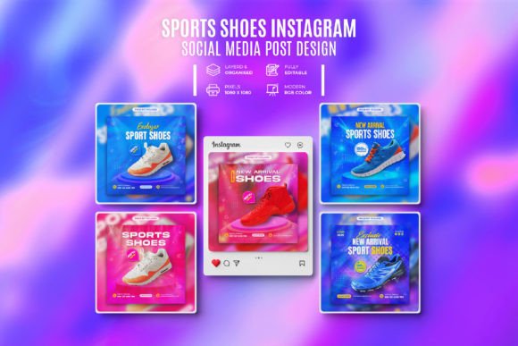 Dynamic Sports Shoes Instagram Social Media Post