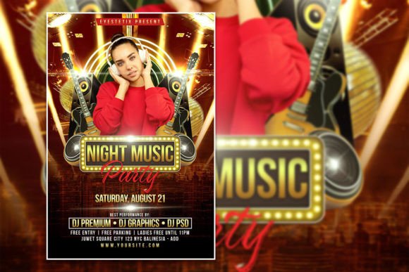 Night Music Party Flyer: Your Editable PSD Template